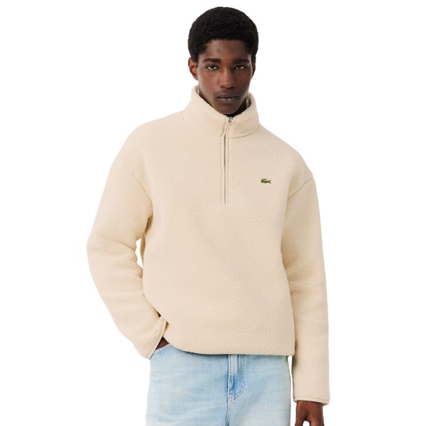 Lacoste Sweat High Neck Half-zip Fleece Naturalurel Clair
