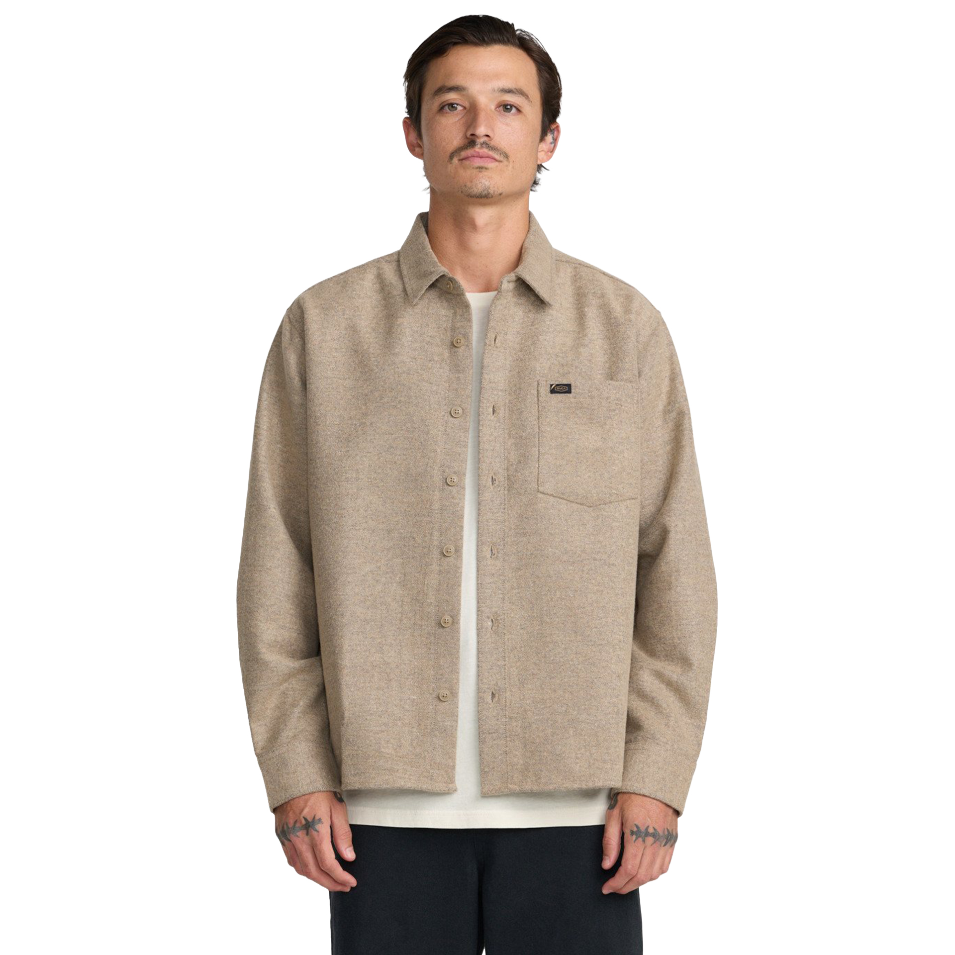 Rvca Camisa Ls Dayshift Solid Flannel Wheat