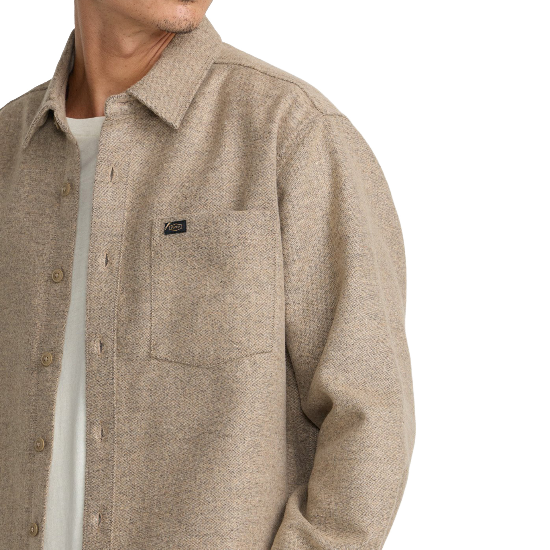 Rvca Camisa Ls Dayshift Solid Flannel Wheat