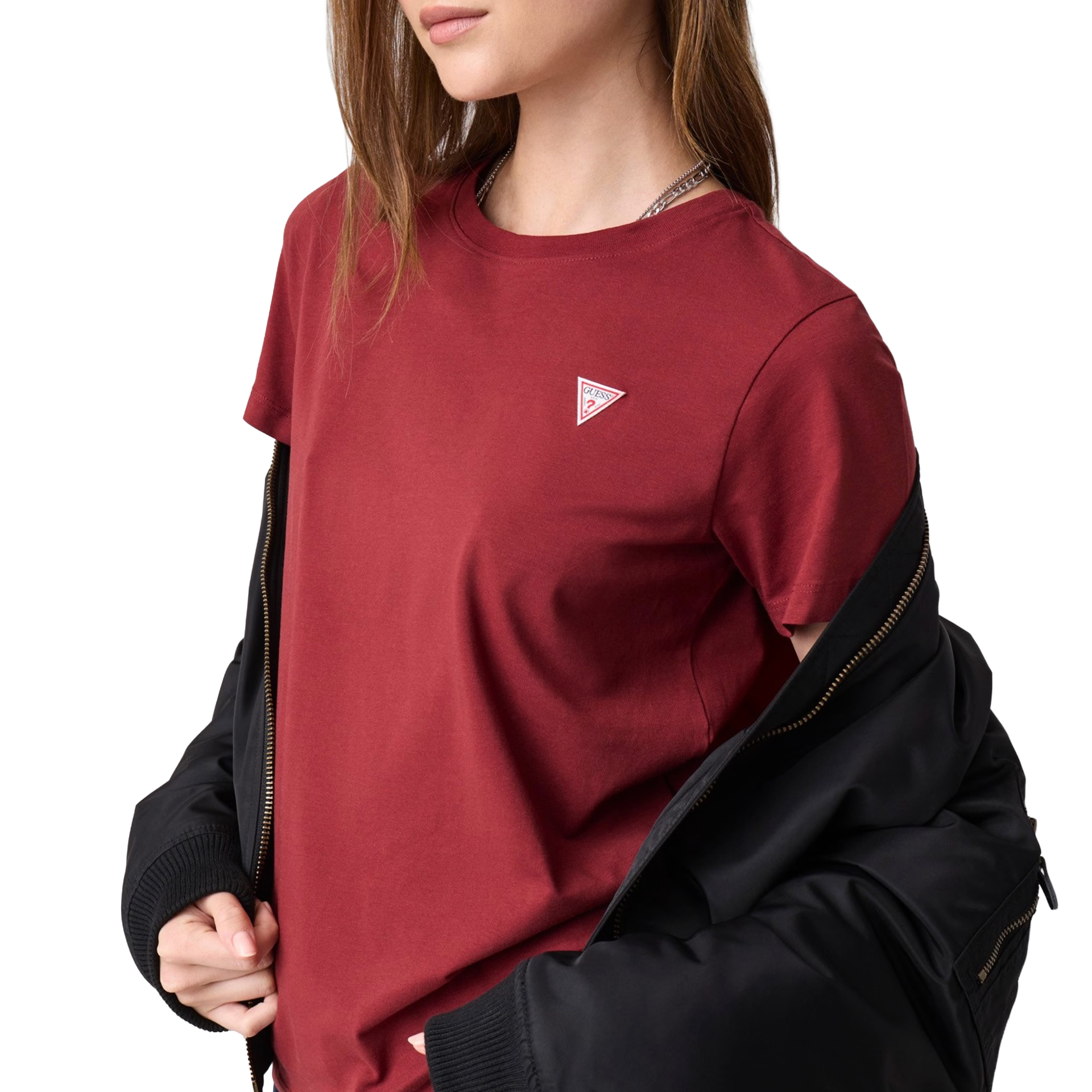 Guess T-shirt Regular Mini Triangle Vineyard Red