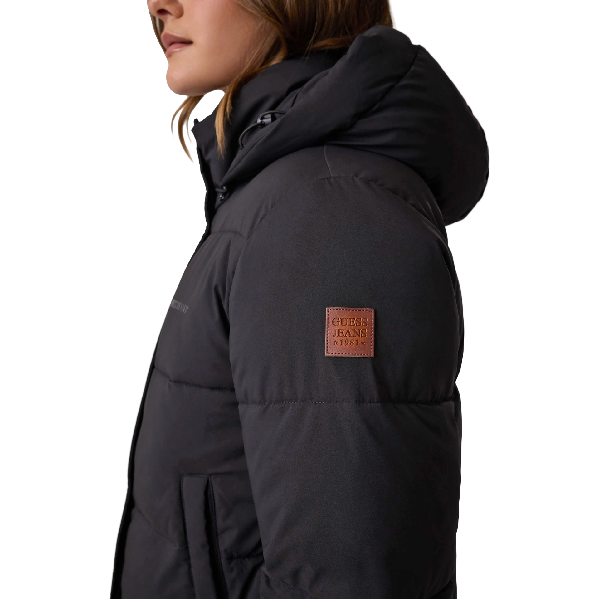 Guess Casaco Cropped Puffer Jet Black A996