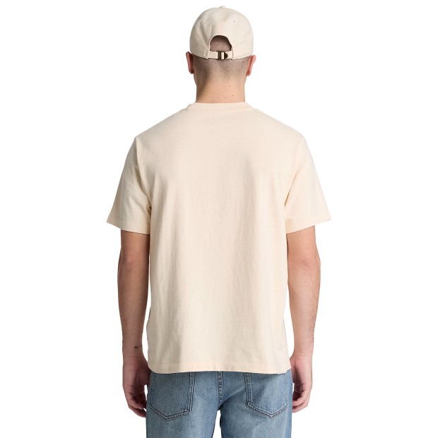Timberland T-shirt Leather Badge White Smoke