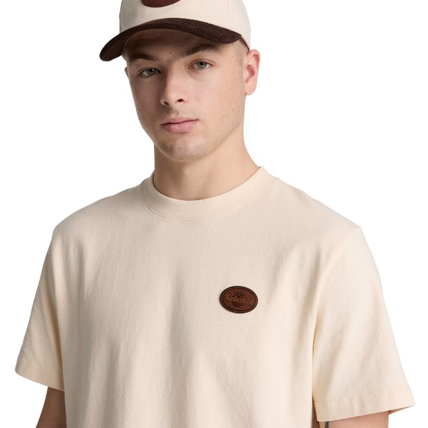 Timberland T-shirt Leather Badge White Smoke
