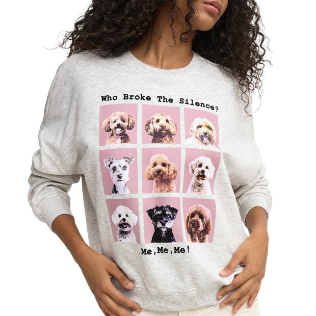 Only Sweat Linda Bear O-neck Box Light Grey Melange Let The Dog Out