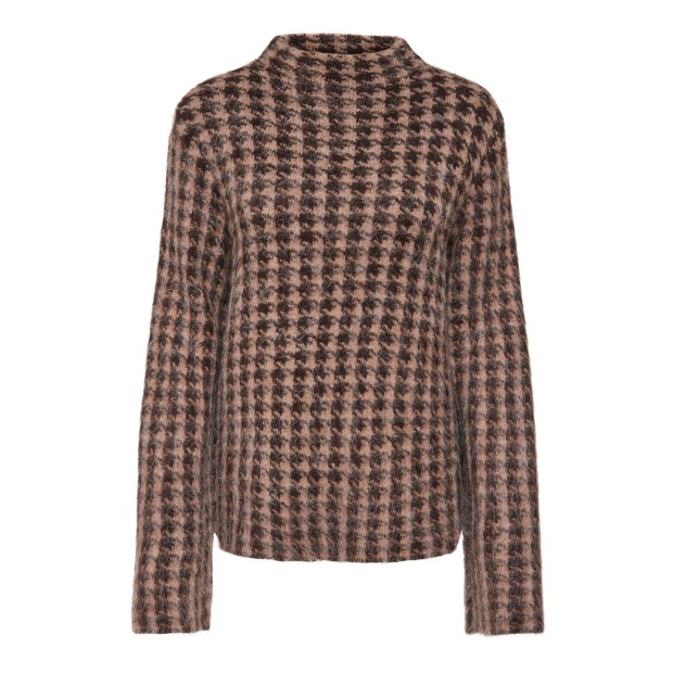 Only Camisola Louise Highneck Ex Knt Chocolate Torte Toasted Coconut/black/mel