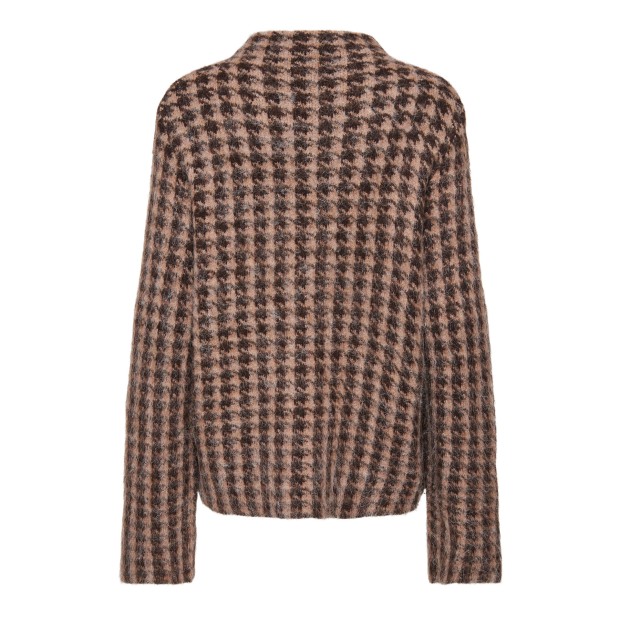 Only Camisola Louise Highneck Ex Knt Chocolate Torte Toasted Coconut/black/mel
