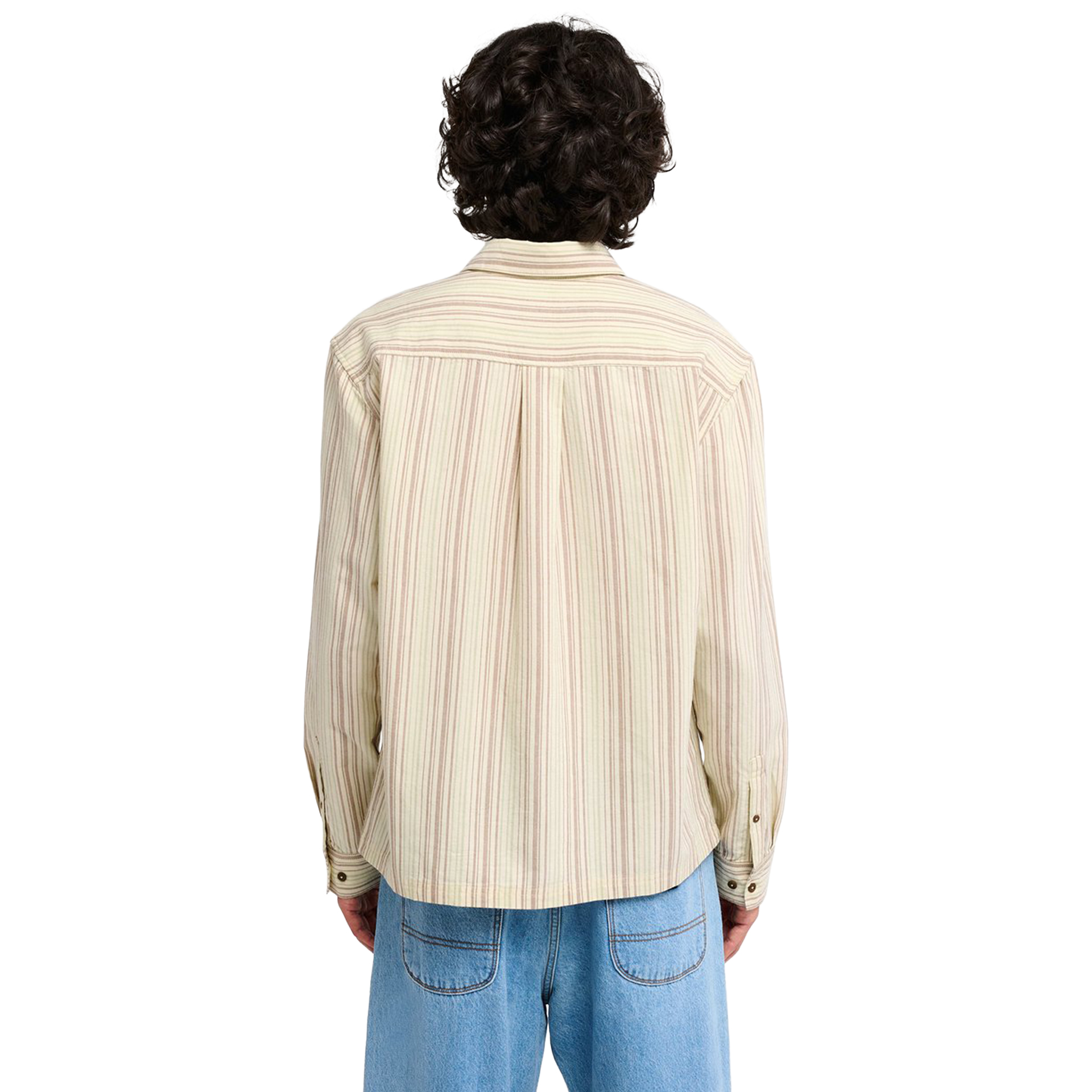 Rvca Camisa Ls Harry Stripe Khaki