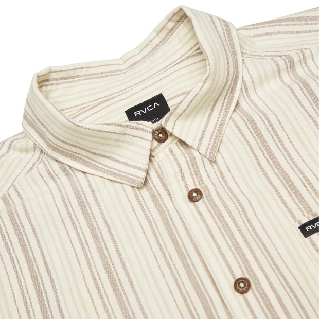 Rvca Camisa Ls Harry Stripe Khaki