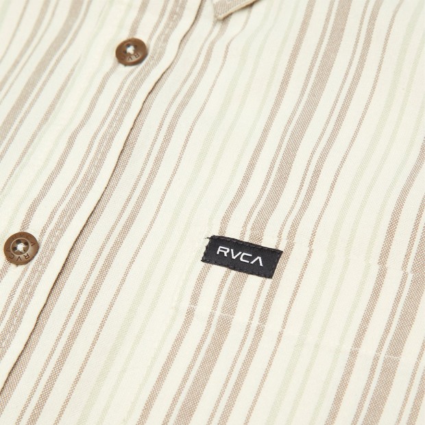 Rvca Camisa Ls Harry Stripe Khaki