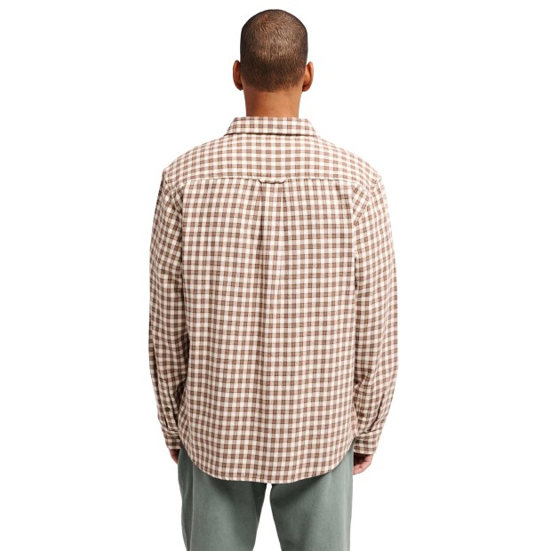 Rvca Camisa Ls Hugues Micro Check Bombay Brown