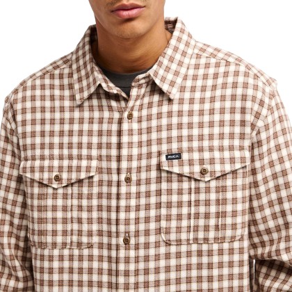 Rvca Camisa Ls Hugues Micro Check Bombay Brown Rvca Camisa Ls Hugues Micro Check Bombay Brown