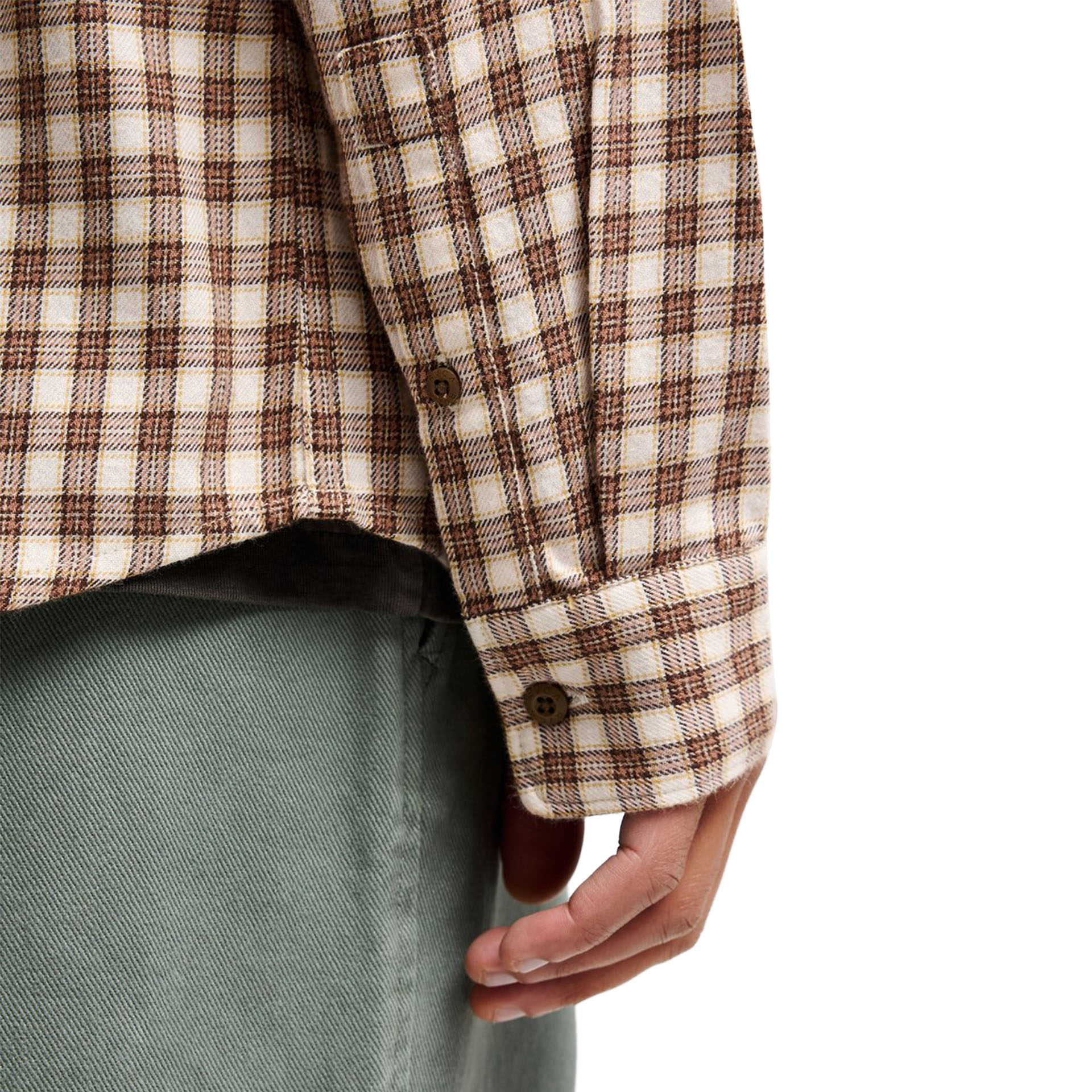 Rvca Camisa Ls Hugues Micro Check Bombay Brown