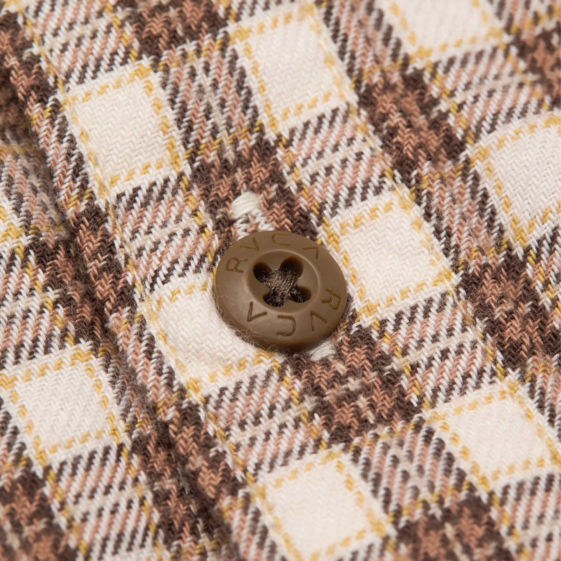 Rvca Camisa Ls Hugues Micro Check Bombay Brown