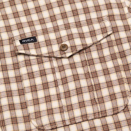 Rvca Camisa Ls Hugues Micro Check Bombay Brown Rvca Camisa Ls Hugues Micro Check Bombay Brown