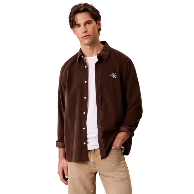 Calvin Klein Camisa Corduroy Easy Brown Cork