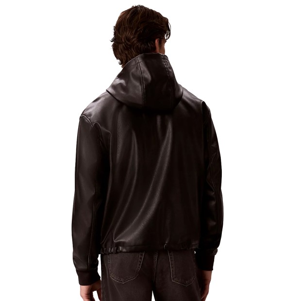 Calvin Klein Casaco Faux Leather Zip Up Black