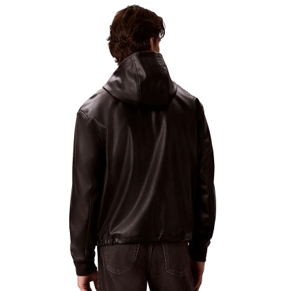 Calvin Klein Casaco Faux Leather Zip Up Black