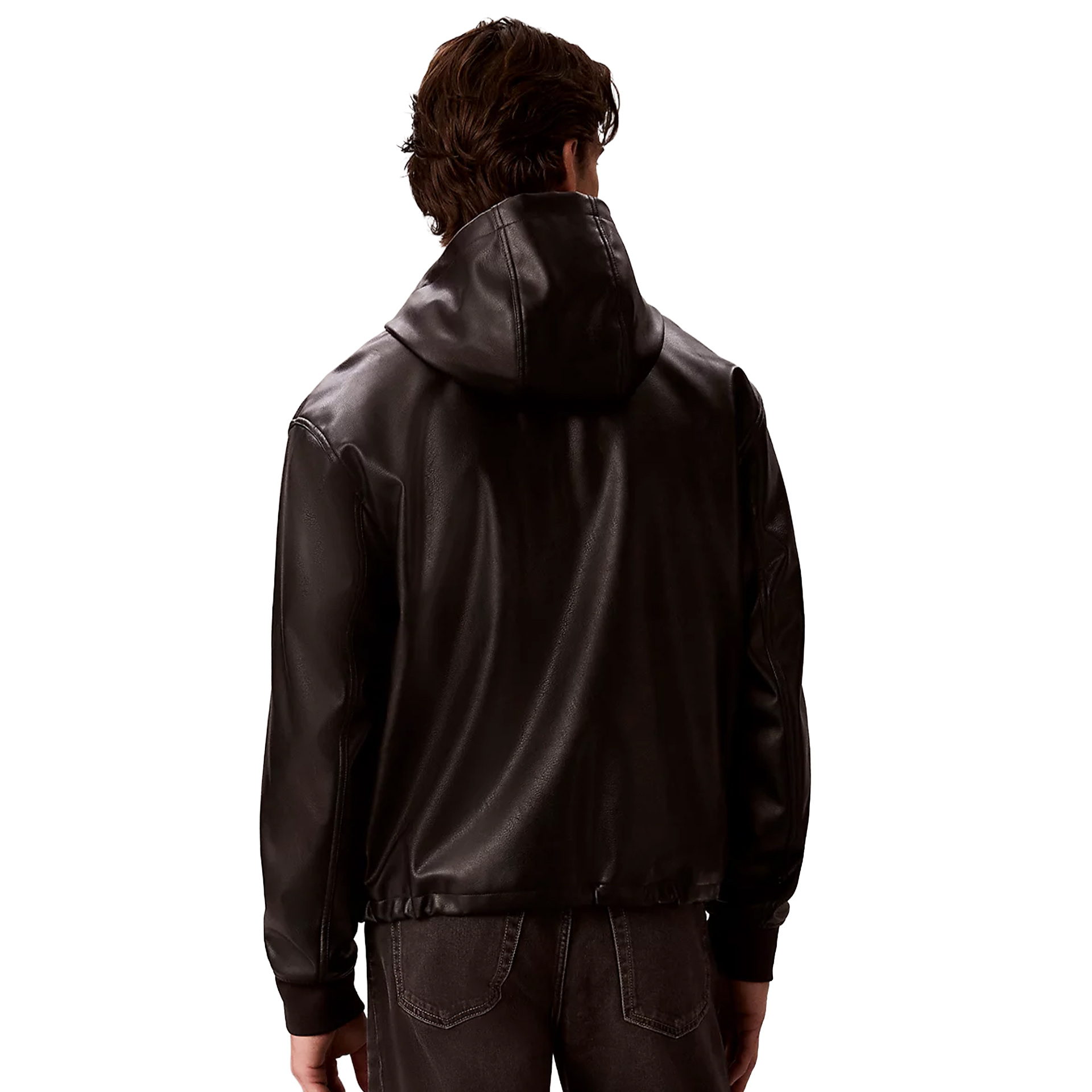 Calvin Klein Casaco Faux Leather Zip Up Black