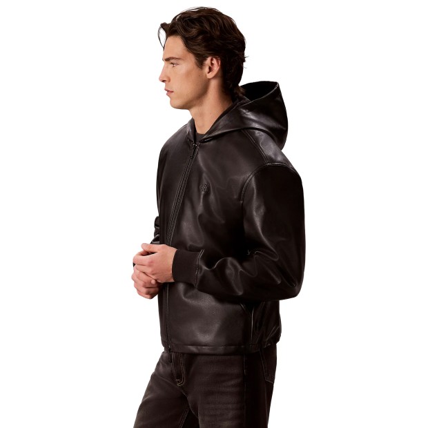 Calvin Klein Casaco Faux Leather Zip Up Black