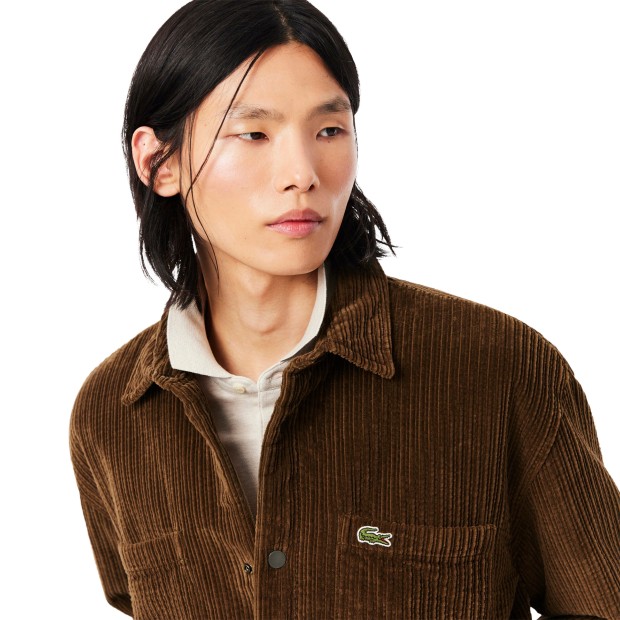 Lacoste Camisa Padded Corduroy Mascara Brown