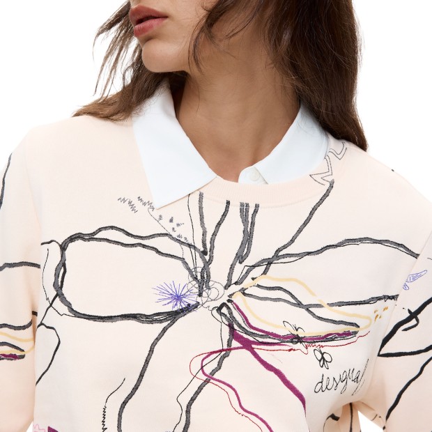 Desigual Sweat Flower Blanco