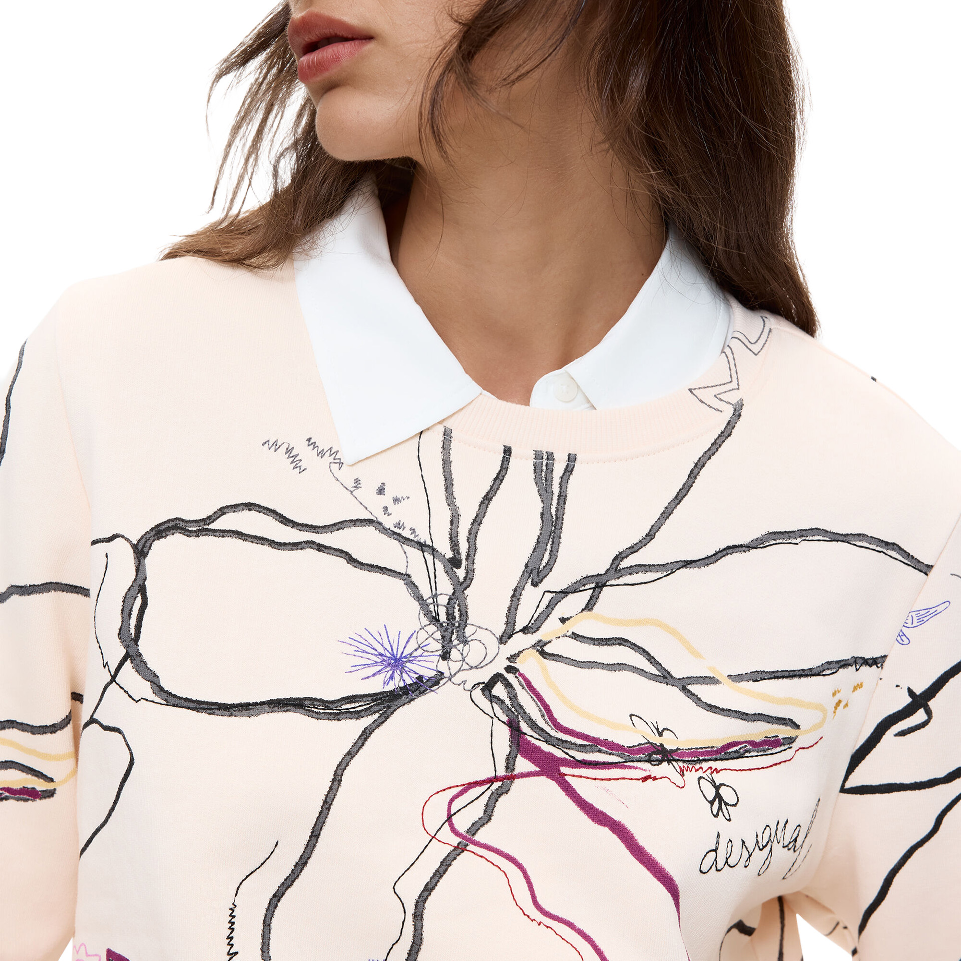 Desigual Sweat Flower Blanco