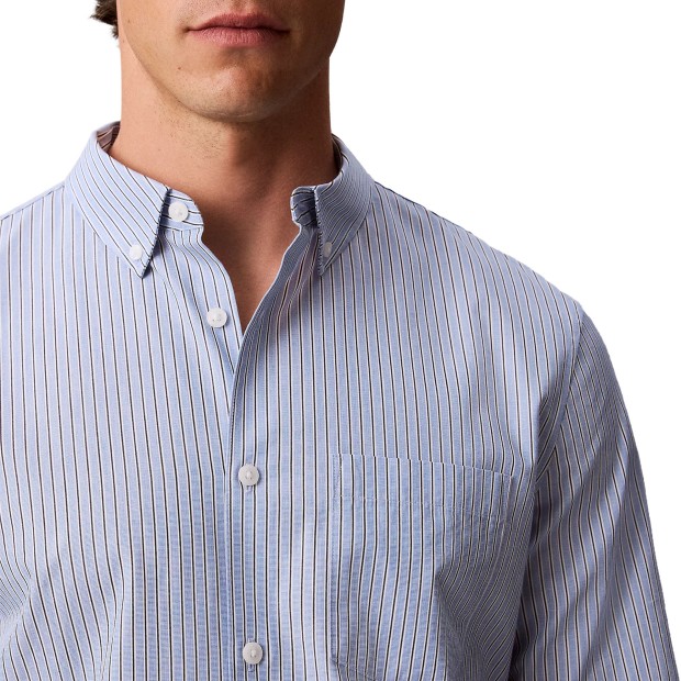 Calvin Klein Camisa Solid Oxford Classic Estate Blue