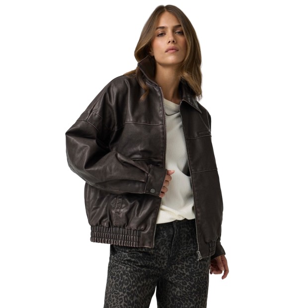 Guess Casaco Faux Leather Star Bark Brown Multi
