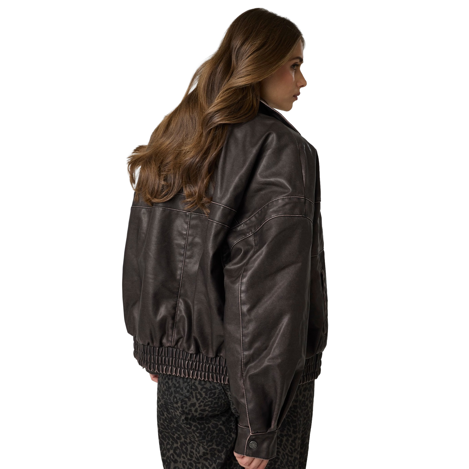 Guess Casaco Faux Leather Star Bark Brown Multi