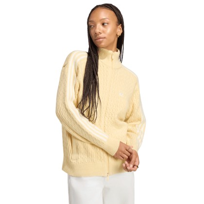 adidas Originals Casaco Knitted Firebird Loose Warm Vanilla adidas Originals Casaco Knitted Firebird Loose Warm Vanilla