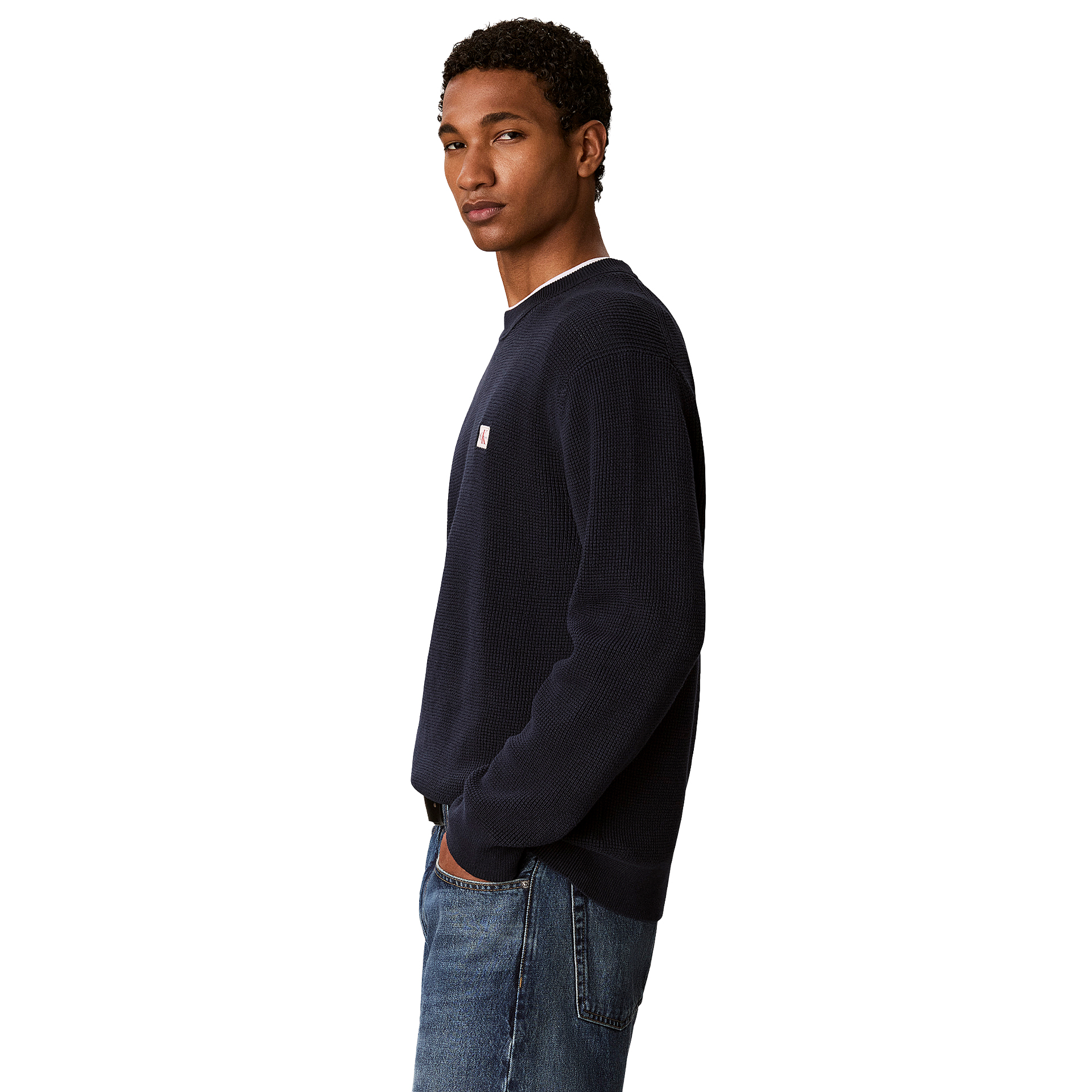 Calvin Klein Sweat Classic Cttn Wfl Crew Neck Dark Sapphire