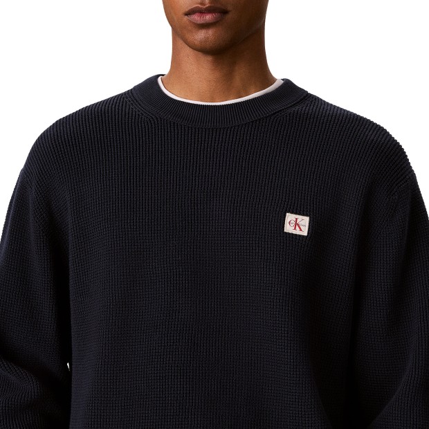 Calvin Klein Sweat Classic Cttn Wfl Crew Neck Dark Sapphire