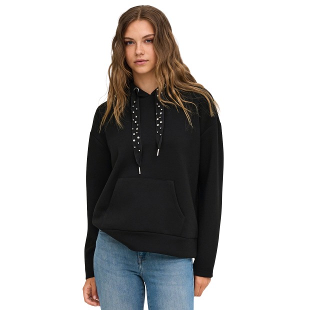 Only Sweat Fancy Hood String Black Dtm Strings Mix Silver Stones