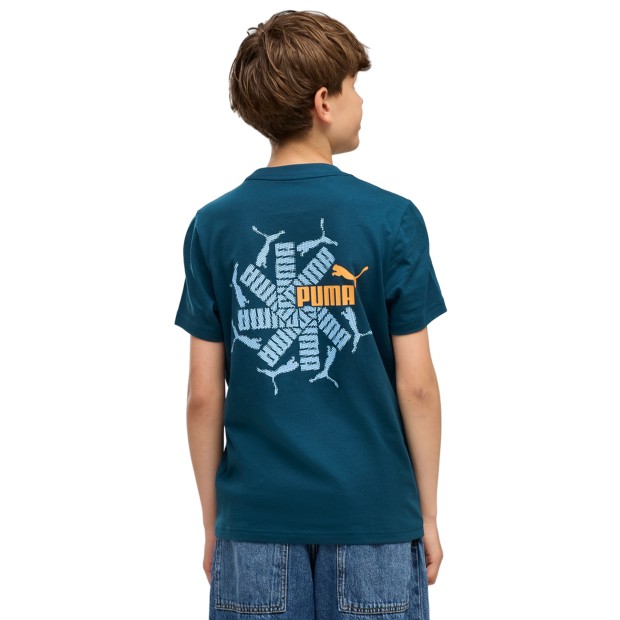Puma T-shirt Ess Logo Lab Brand Back Graphic Midnight Petrol