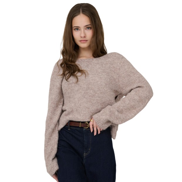 Only Camisola Zaggie V-neck Reversib Knt Humus Melange