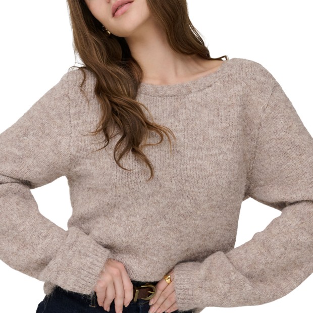 Only Camisola Zaggie V-neck Reversib Knt Humus Melange