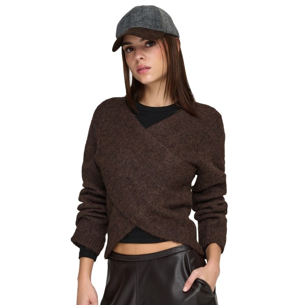 Only Camisola Zaggie V-neck Reversib Knt Seal Brown
