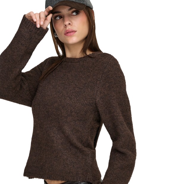 Only Camisola Zaggie V-neck Reversib Knt Seal Brown
