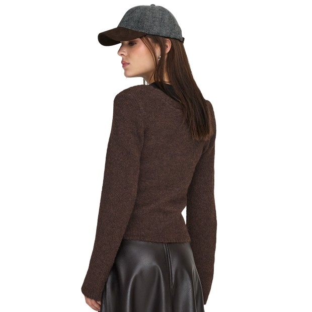 Only Camisola Zaggie V-neck Reversib Knt Seal Brown