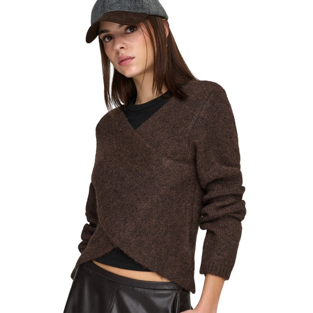 Only Camisola Zaggie V-neck Reversib Knt Seal Brown