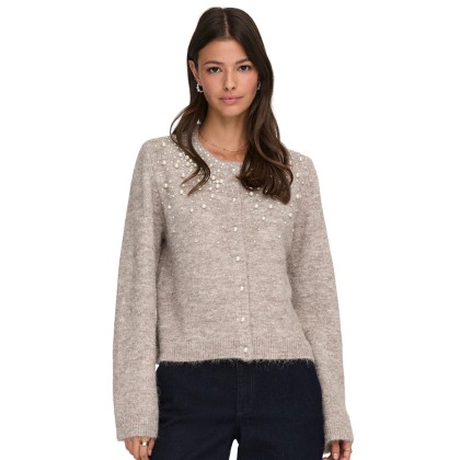 Only Casaco Miggie O-neck Pearl Cardi Knt Malt Ball Melange/fmop Only Casaco Miggie O-neck Pearl Cardi Knt Malt Ball Melange/fmop