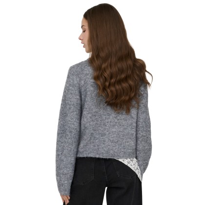 Only Casaco Miggie O-neck Pearl Cardi Knt Medium Grey Melange Fmop Only Casaco Miggie O-neck Pearl Cardi Knt Medium Grey Melange Fmop
