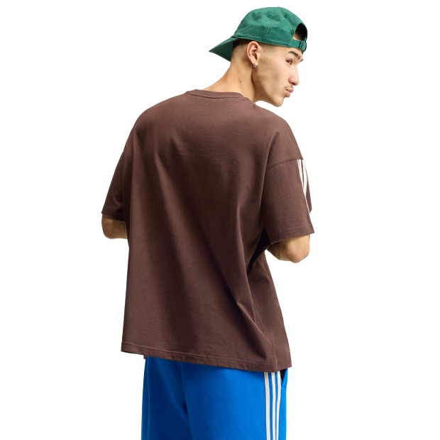 adidas Originals T-shirt Adisignature 3 Stripes Dark Brown / Off White