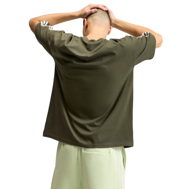 adidas Originals T-shirt Adisignature 3 Stripes Olive Five / Off White