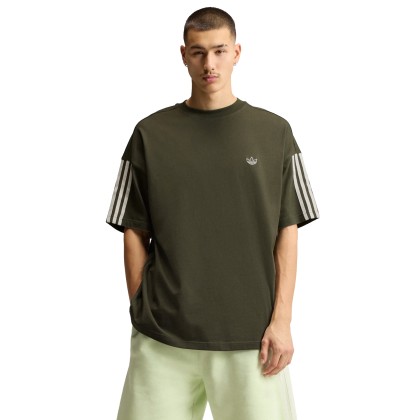 adidas Originals T-shirt Adisignature 3 Stripes Olive Five / Off White
